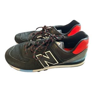 New Balance 574 Men's Black and Red Athletic Sneakers